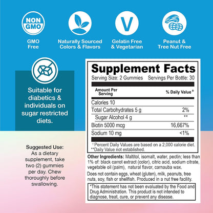 YUM-V'S Gominolas de Biotina sin Azúcar – – La biotina contribuye al mantenimiento de la piel en condiciones – Image 5
