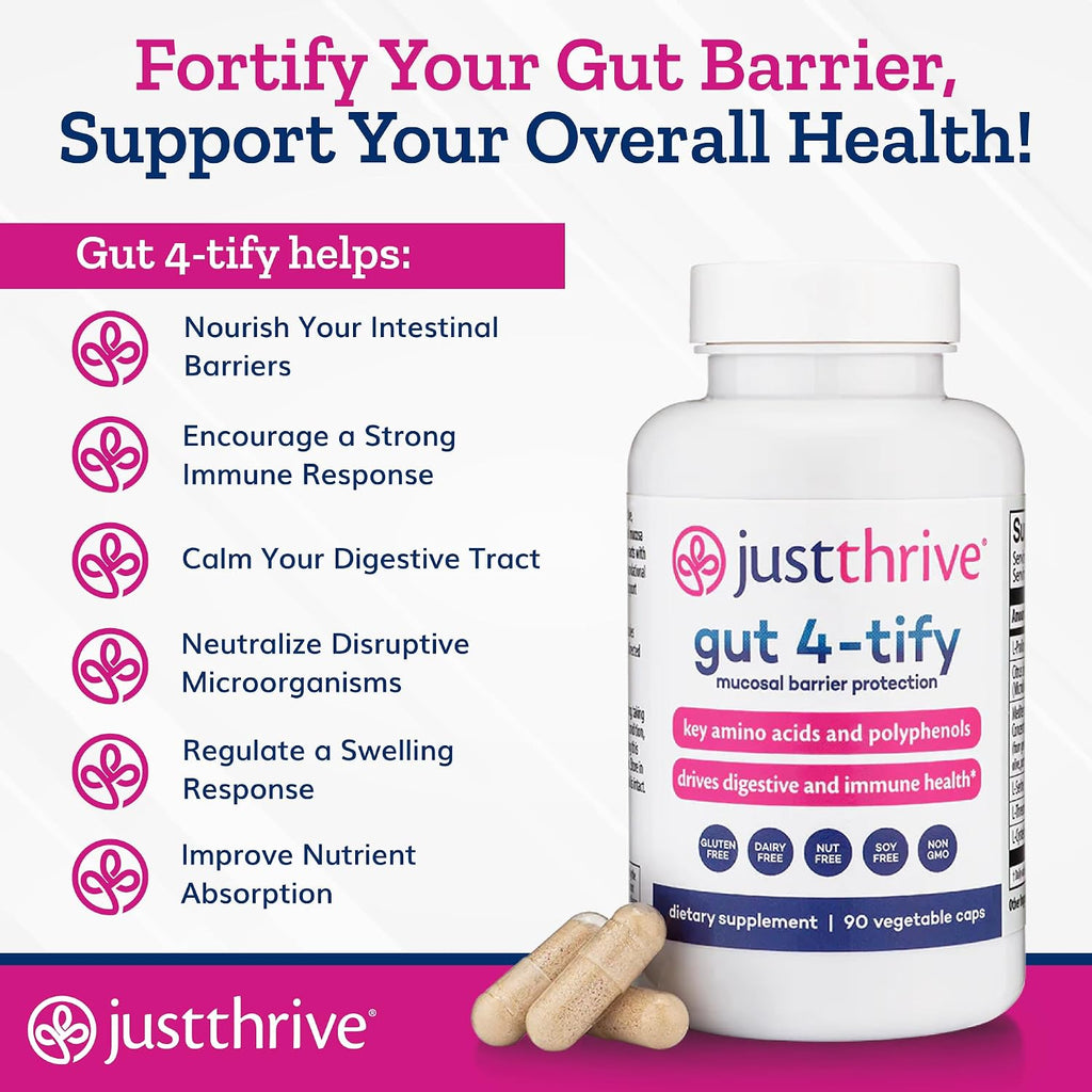 Just Thrive Gut 4-tify - Suplemento para la Salud Intestinal - 90 Cápsulas Vegetales