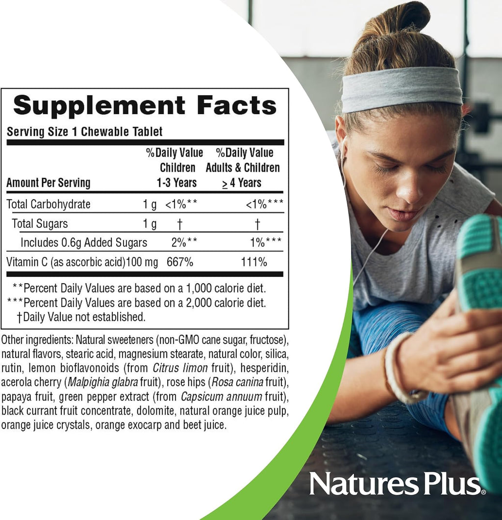 NaturesPlus Orange Juice Jr. - Pack de 2, 180 Comprimidos Masticables - 100 mg de Vitamina C - Vegetariano, Sin Gluten - 360 Porciones Totales
