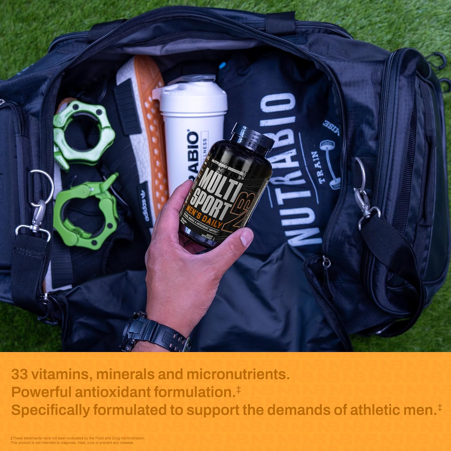 NutraBio MultiSport Men's Multivitamin - 33 Vitamins and Minerals - 120 Capsules