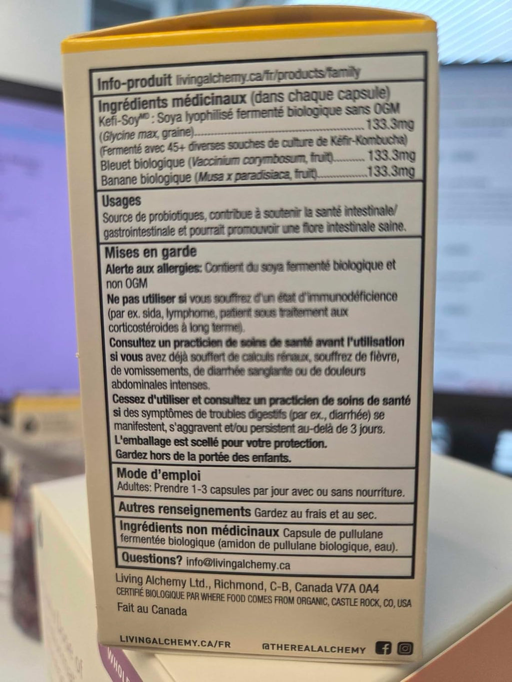 Your Flora Probiotic Family – Probióticos No-GMO con Soja Fermentada, Plátano y Arándano – 60 Cápsulas – Living Alchemy