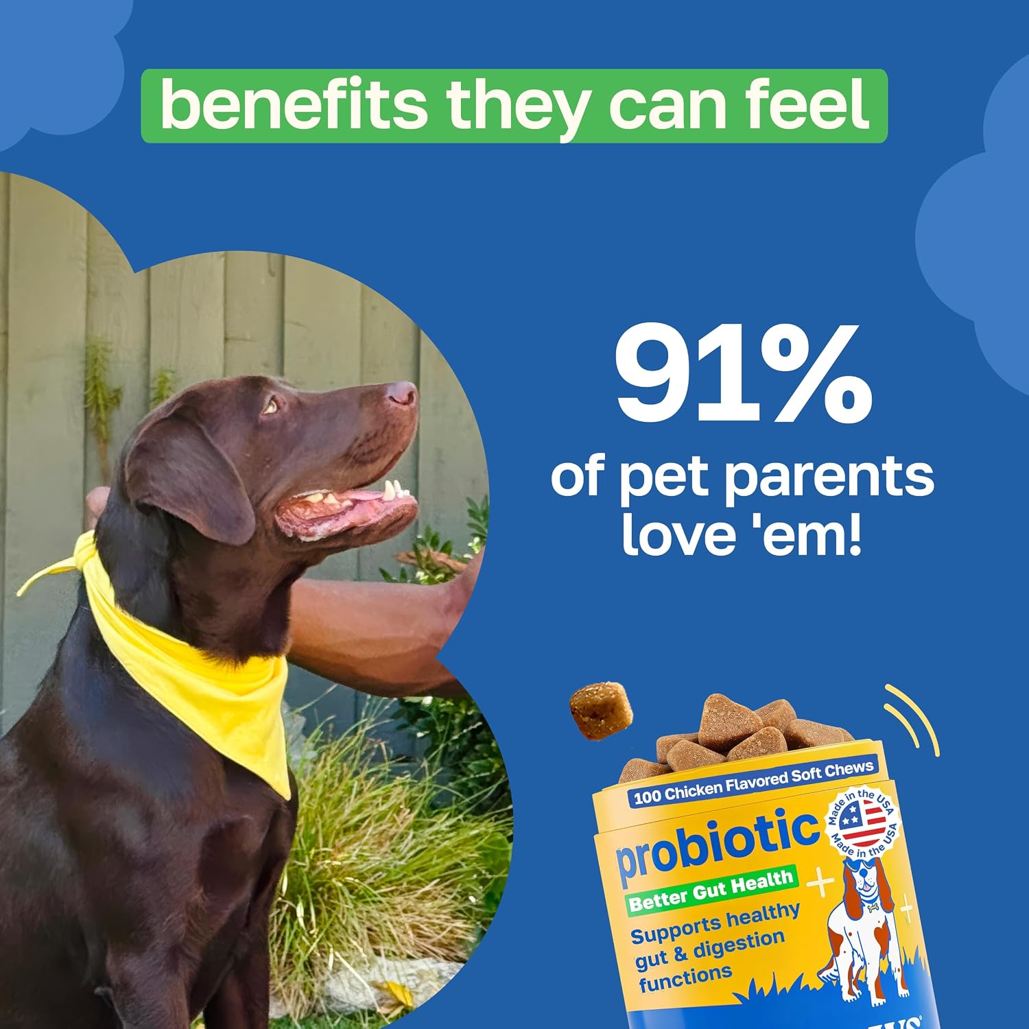 Happy Paws Probióticos para Perros (100 Masticables Blandos)