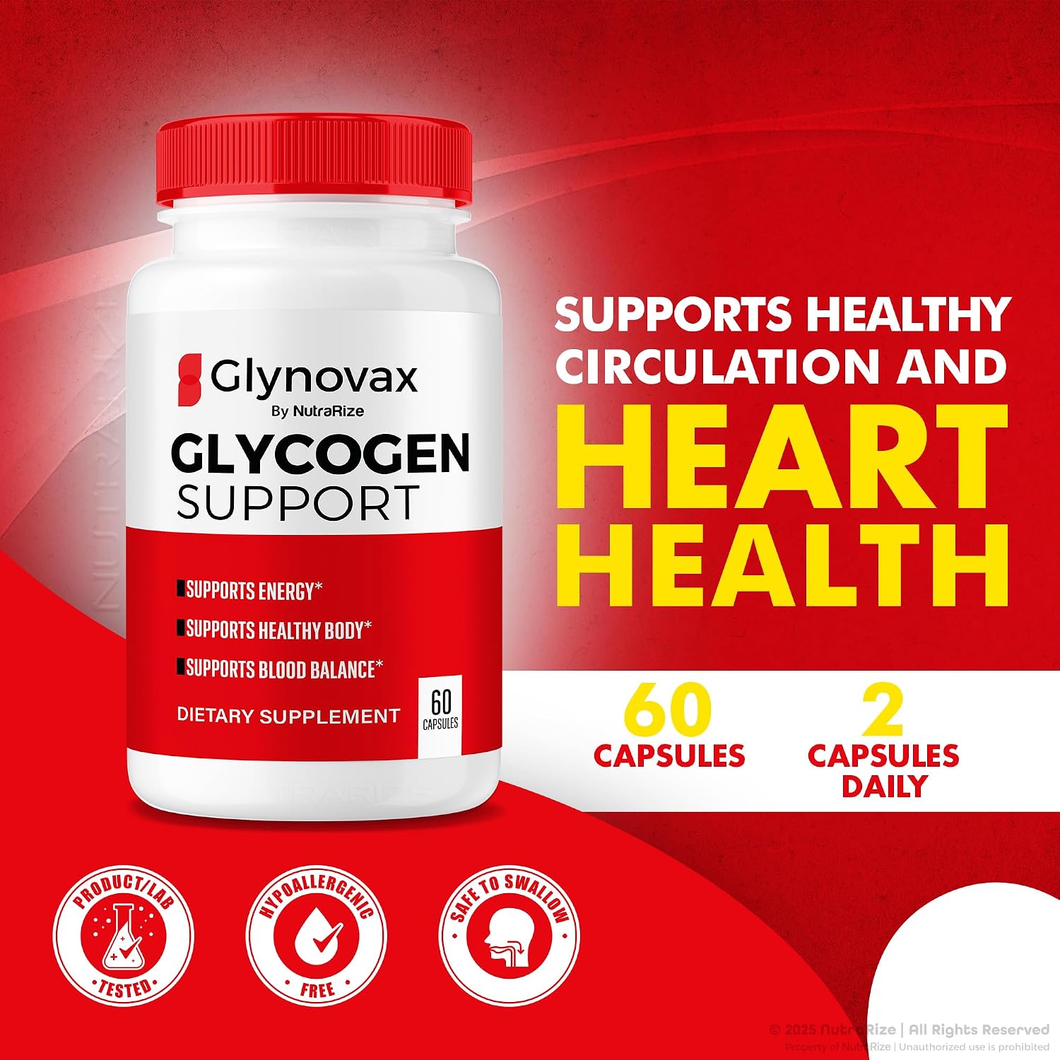 NutraRize Glynovax Glycogen Support Formula - 3 Pack (180 Cápsulas)
