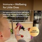 Children's Immune + Wellbeing Herbal Syrup - Jarabe Herbal para Defensas Infantiles con Saúco, Equinácea y Olivo - Sabor a Saúco - 150 ml (30 dosis)