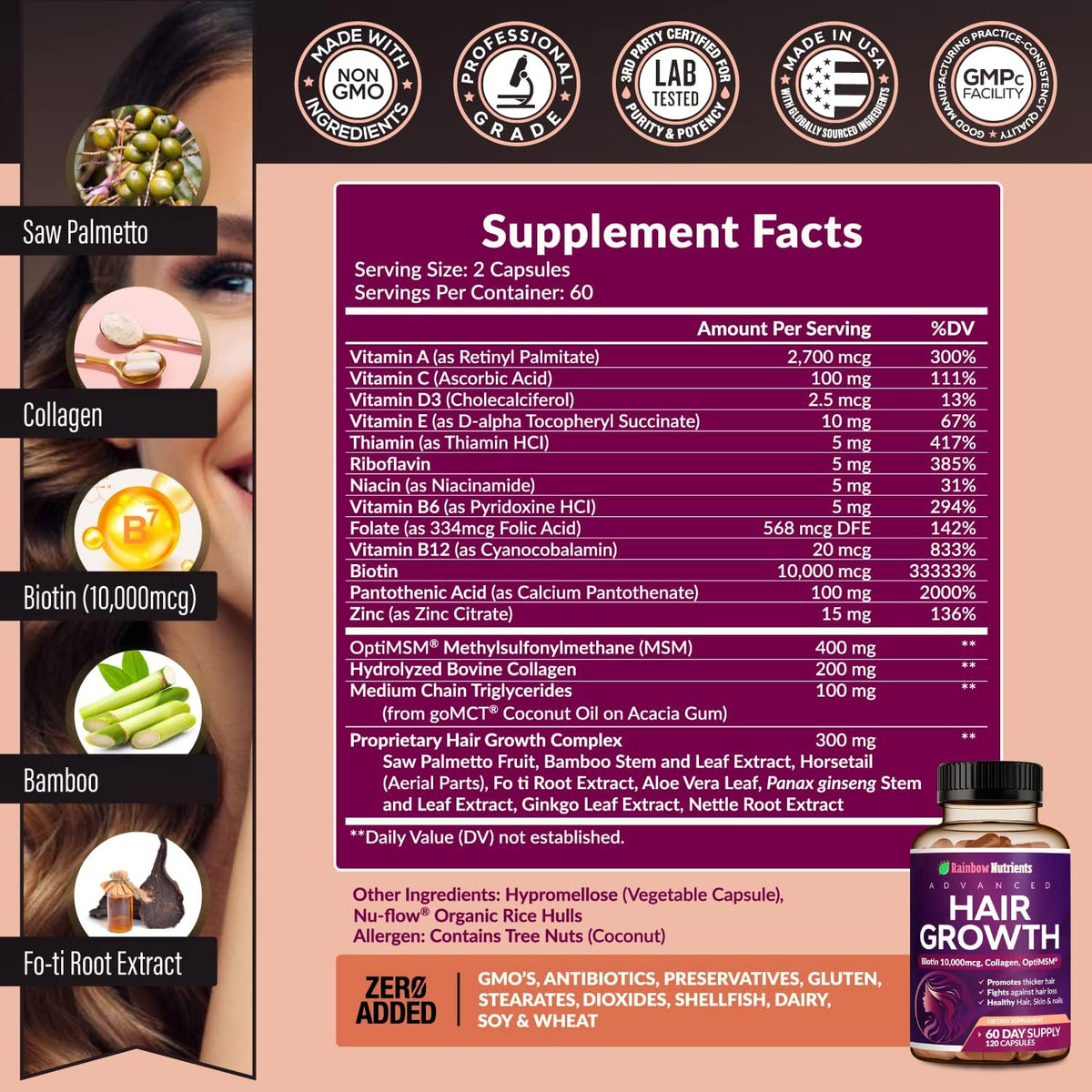 Vitaminas para el Crecimiento del Cabello – La biotina contribuye al mantenimiento de las membranas mucosas en – Image 3
