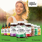 Wild & Organic Cápsulas de Bergamota Cítrica - Antioxidante y Apoyo General - Extracto de Citrus Bergamia - Vegano, Sin Rellenos, No OGM - 120 Cápsulas