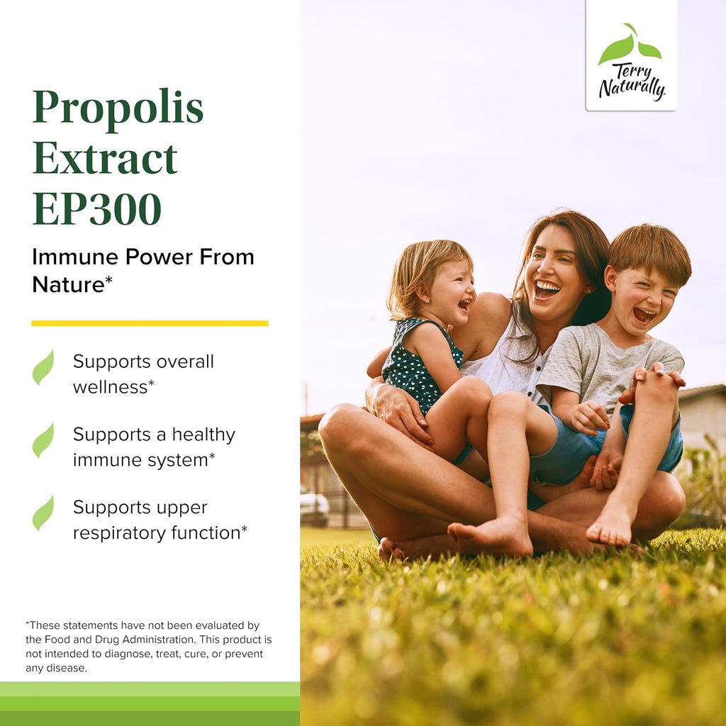 Terry Naturally Propolis Extract EP300 - 60 Comprimidos Masticables para Apoyo Inmunitario y Respiratorio