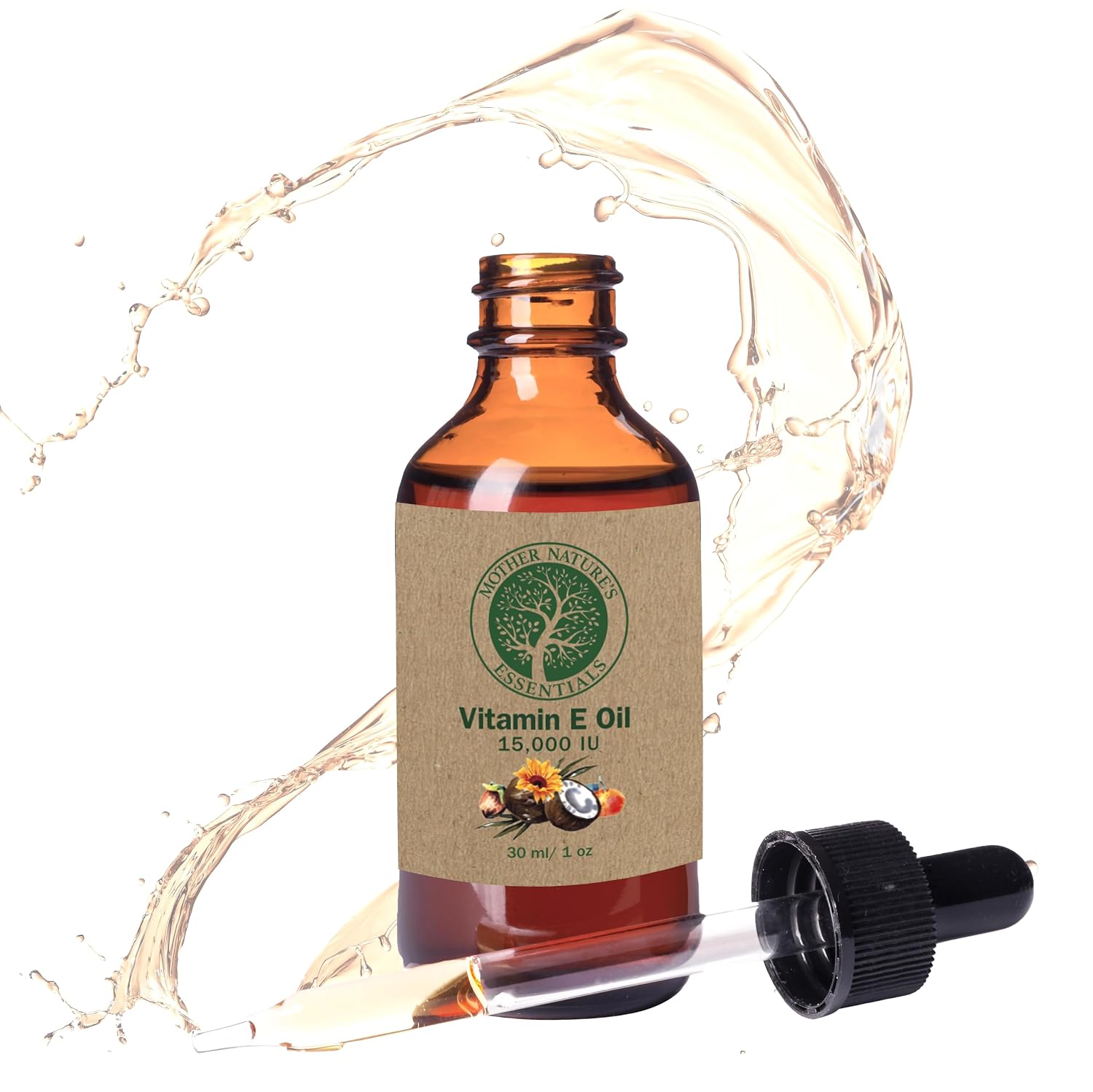 Mother Nature's Essentials Aceite de Vitamina E Orgánico 14.000 UI d-alfa-tocoferol, Aceite de Coco, Jojoba Orgánica y Vitamina C Natural - 2 Pack de 30 ml
