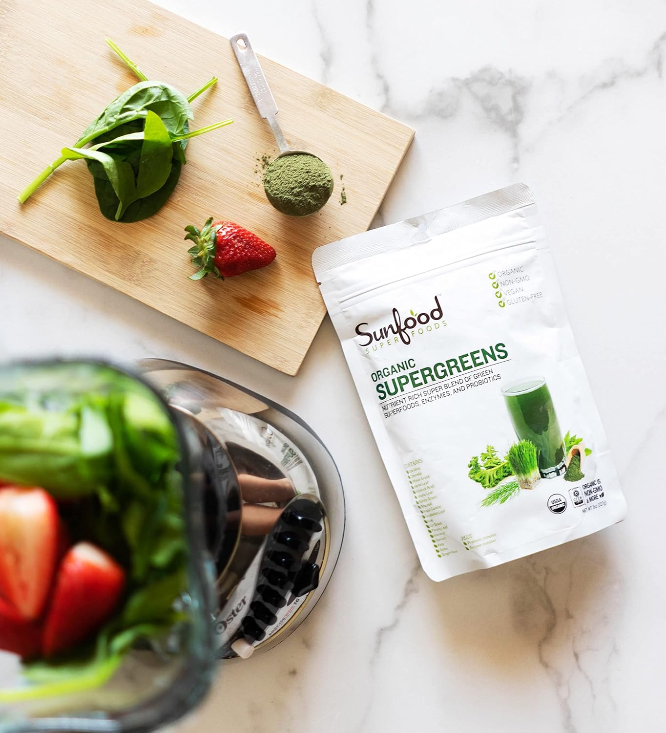 Sunfood Superfoods Mezcla Orgánica de Superalimentos Verdes - 227 g (8 oz)