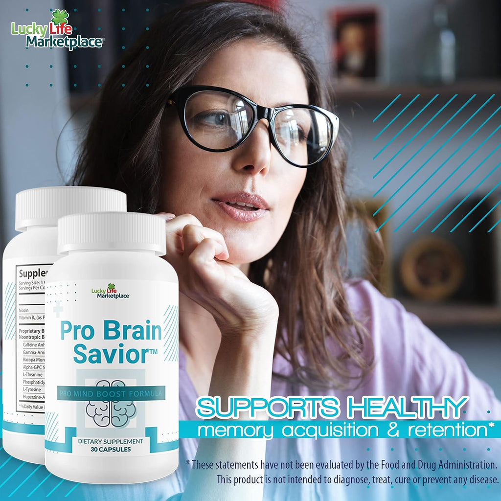 Pro Brain Savior – Suplemento Nootrópico con Bacopa, Niacina, Cafeína y L-Teanina para Memoria, Enfoque y Claridad Mental