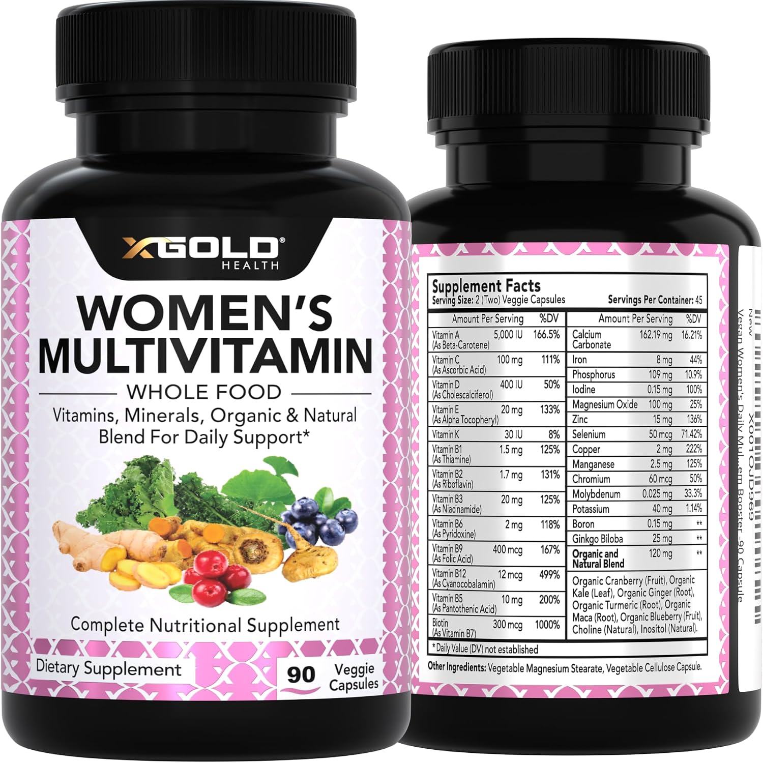Multivitamínico Vegano para Mujeres 50+ con Superalimentos Orgánicos - 90 Cápsulas