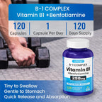 VANI Vitamina B1 con Benfotiamina 250mg, Fórmula Potenciada 2 en 1 - Tiamina Soluble en Grasa y Agua | 120 Cápsulas | Sin Gluten