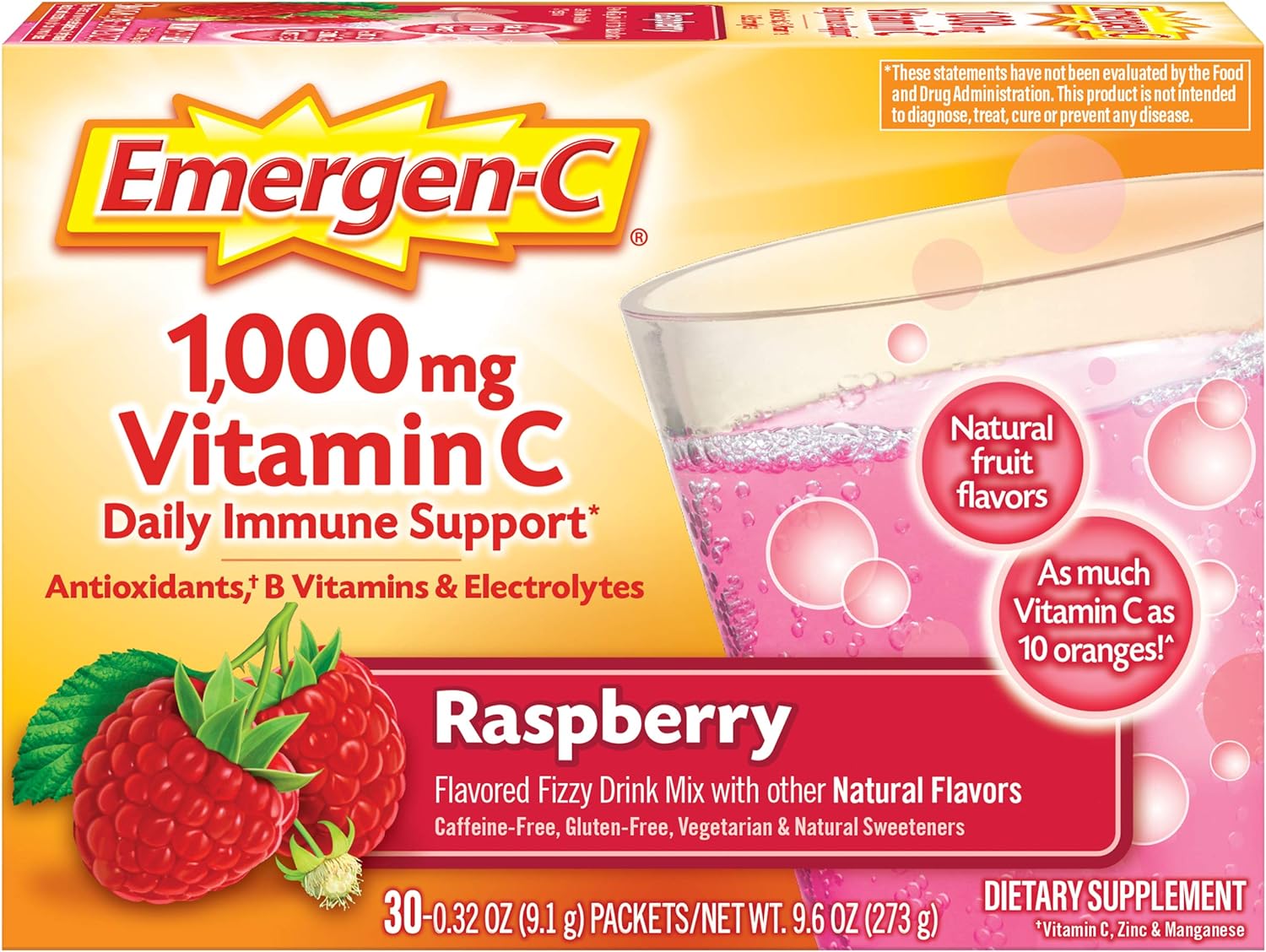Alacer Emergen-C Raspberry, 30 packets