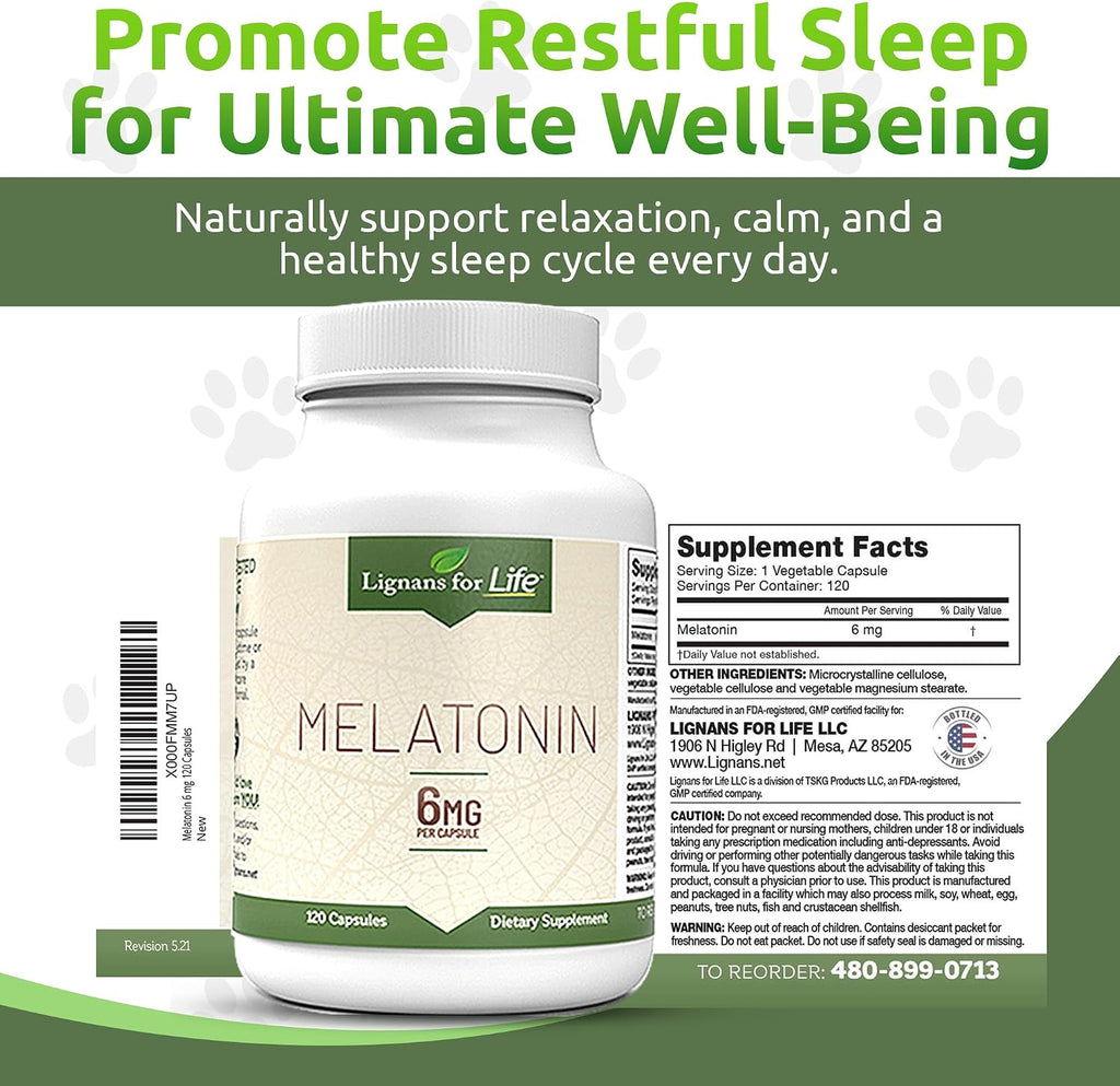 Melatonina para Perros y Personas, 6 mg - 120 Cápsulas