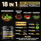 NUQIIT Cápsulas Orgánicas de Ashwagandha con Irish Sea Moss, Vinagre de Manzana y Más - 120 Cápsulas Veganas