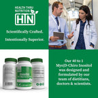 Health Thru Nutrition Inositol Supplement 40:1 Myo-Inositol a D-Chiro-Inositol 2050mg por Porción | 120 Cápsulas | Vegano Certificado | No Transgénico