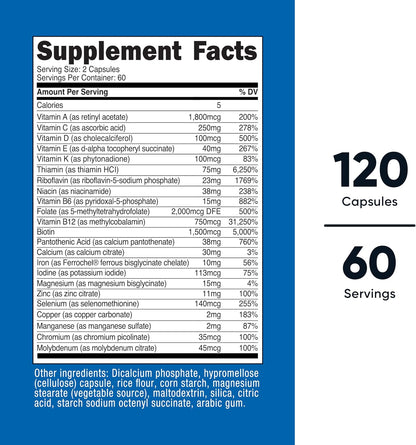 Nutricost Multivitamínico Metilado 120 – Complejo B metilado: B1 (tiamina), B2 (riboflavina), B3 (niacina como – Image 2