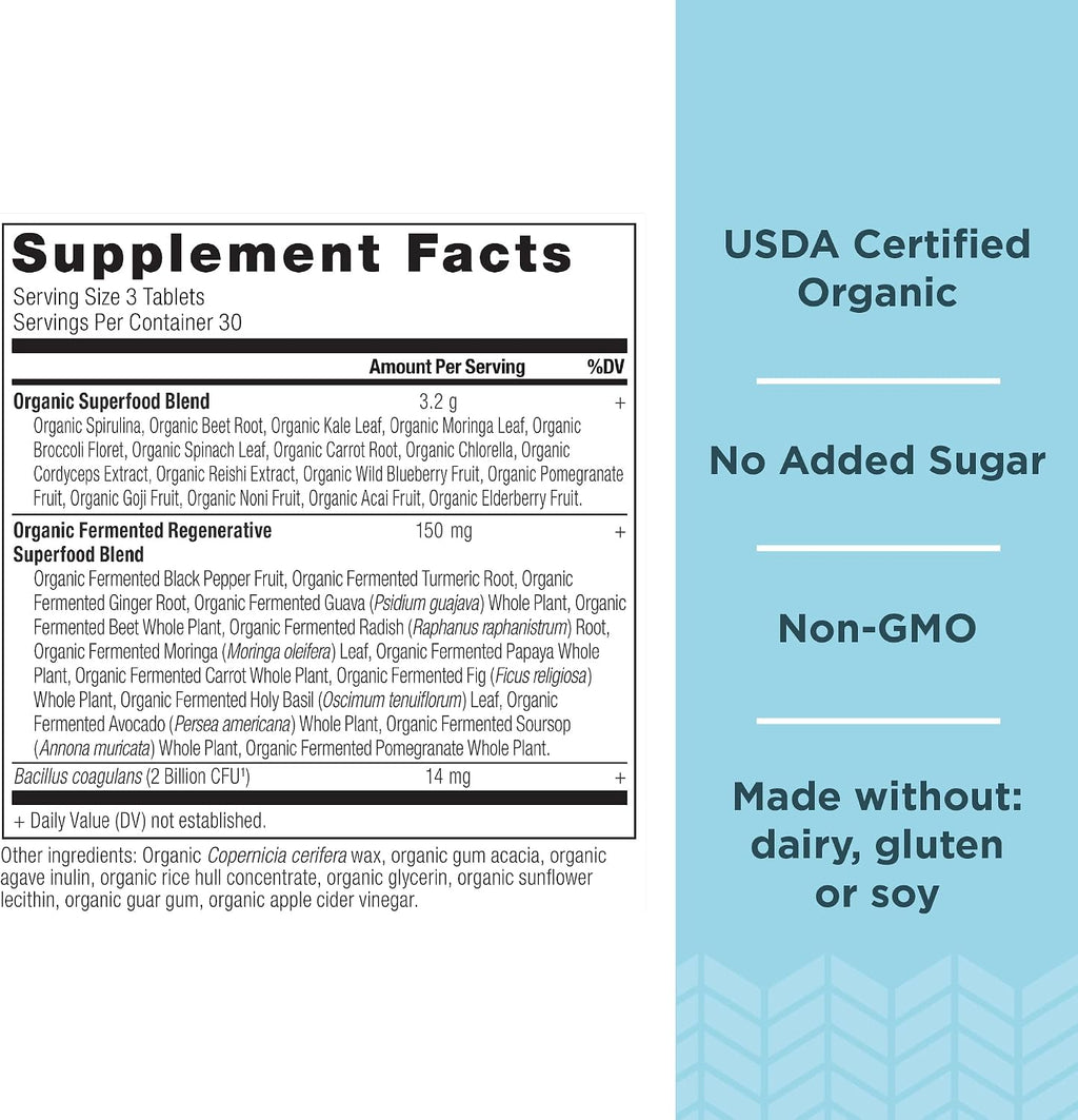 Ancient Nutrition Super Greens con Probióticos - 90 Comprimidos
