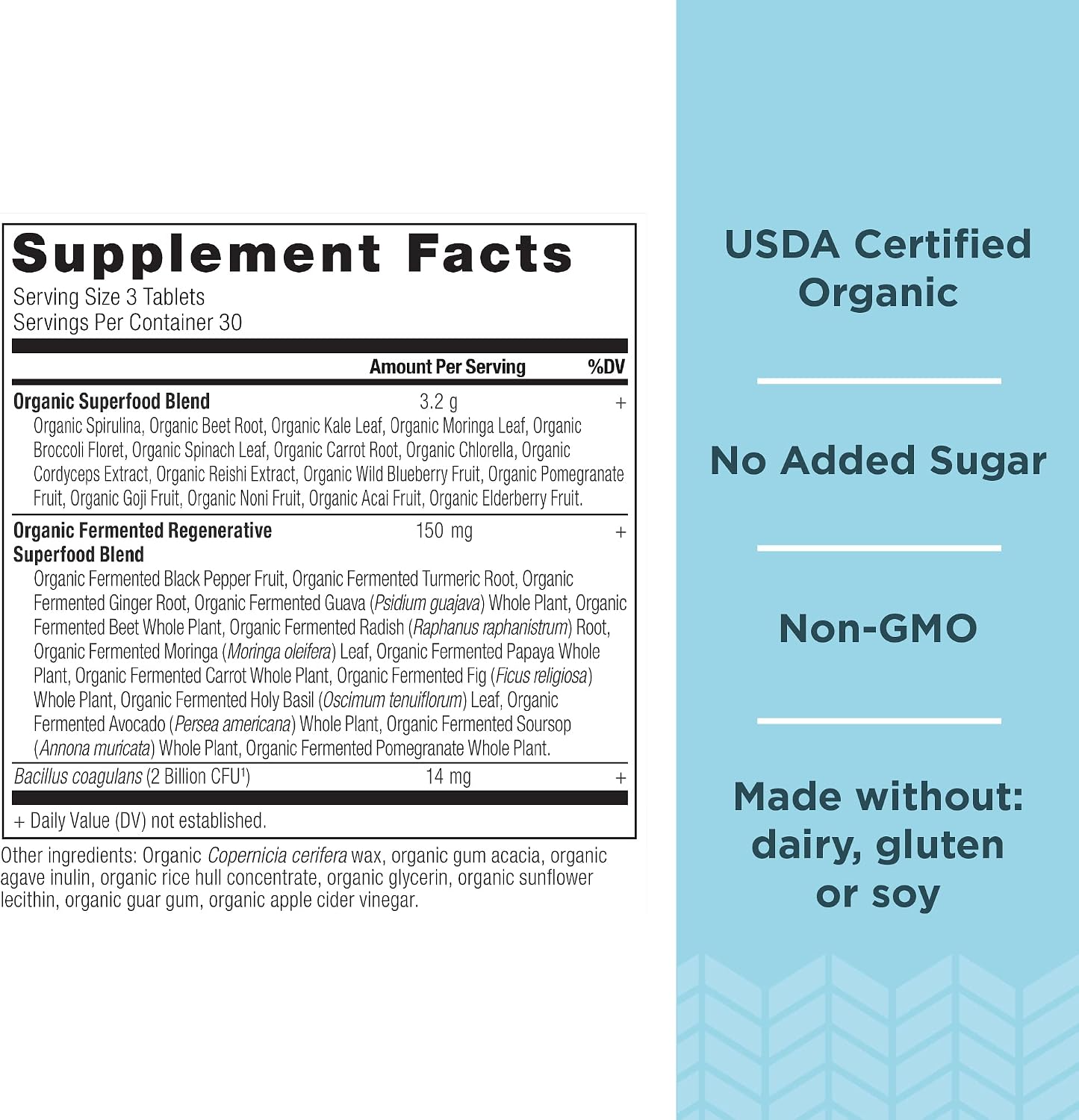 Ancient Nutrition Super Greens con Probióticos, Comprimidos Orgánicos de Superalimentos con Espirulina, Chlorella, Moringa y Probióticos, 30 Servicios, 90 Comprimidos