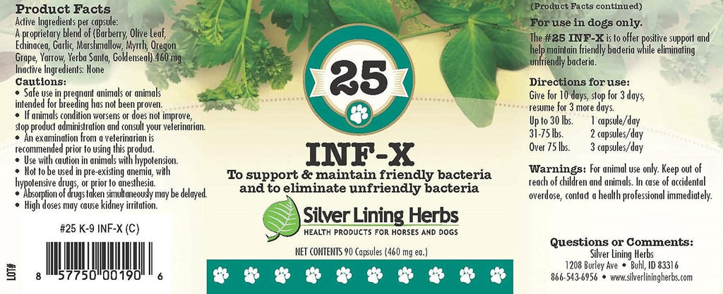 Silver Lining Herbs Canine INF-X - Suplemento Herbal para Perros - 90 Cápsulas