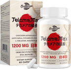 Telomere Lengthening Supplements – Astragalus Orgánico, Gotu Kola, Vitamina D3, Folato, L-Teanina – 60 Cápsulas Veganas – Hecho en Japón