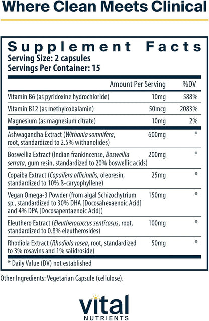 Vital Nutrients Cortisol Balance - – Magnesio: Contribuye al funcionamiento normal del sistema nervioso, a la – Image 2