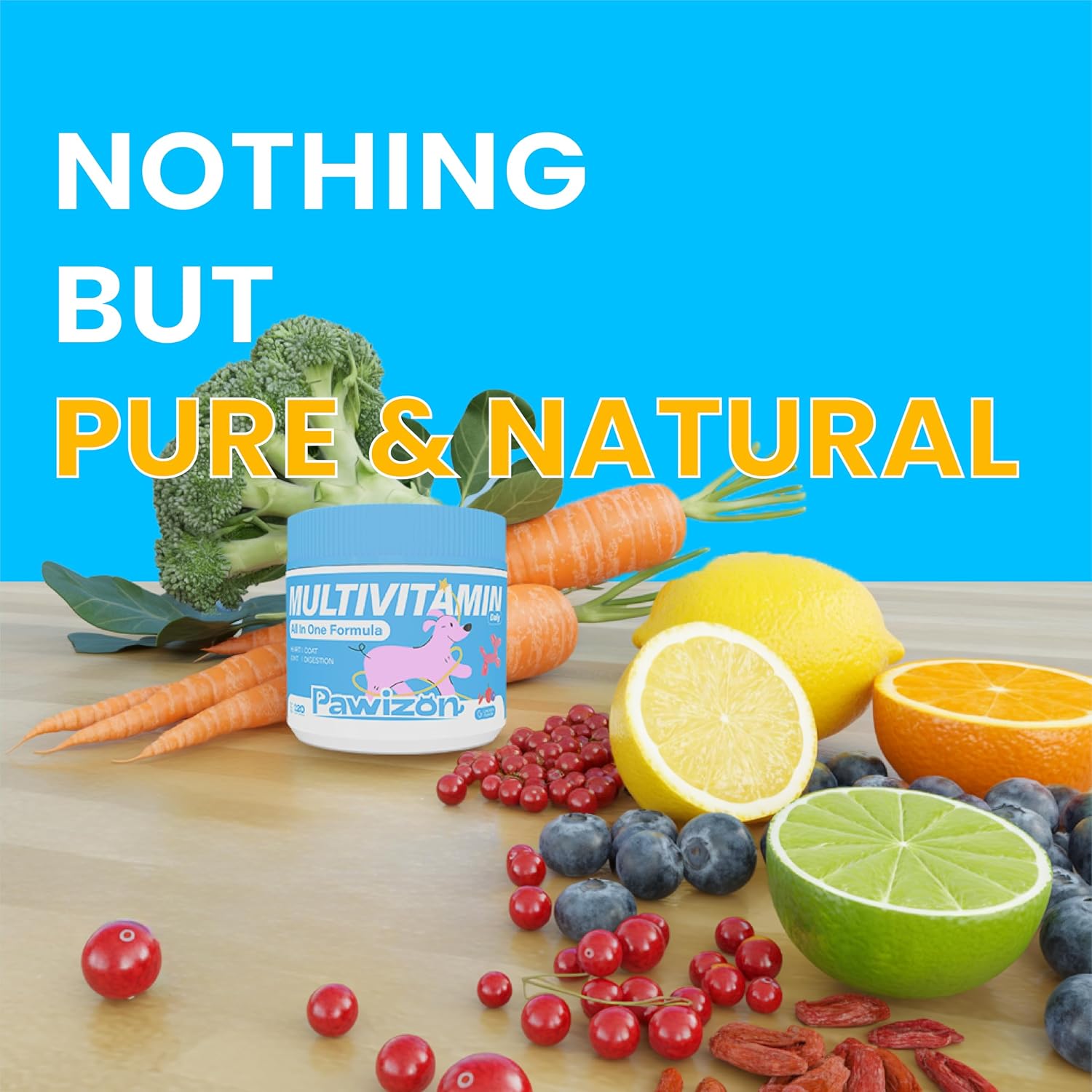 PAWIZON Multivitamínico Completo para Perros con Superfoods, Probióticos y Glucosamina - 120 Chewables