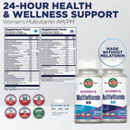 KAL Women's Multivitamin AM/PM, 2 en 1, con Ashwagandha, Silicio, Espirulina Orgánica y GABA, 120 Comprimidos