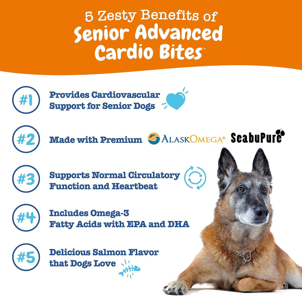 Zesty Paws Apoyo Cardiovascular para Perros Mayores - 90 Masticables