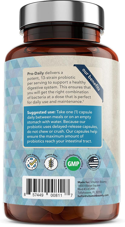 Vitamin Bounty Pro-Daily Probiotic - 5 Mil Millones de UFC, 13 Cepas con Lactobacillus Acidophilus y Bifidobacterium para la – Image 5