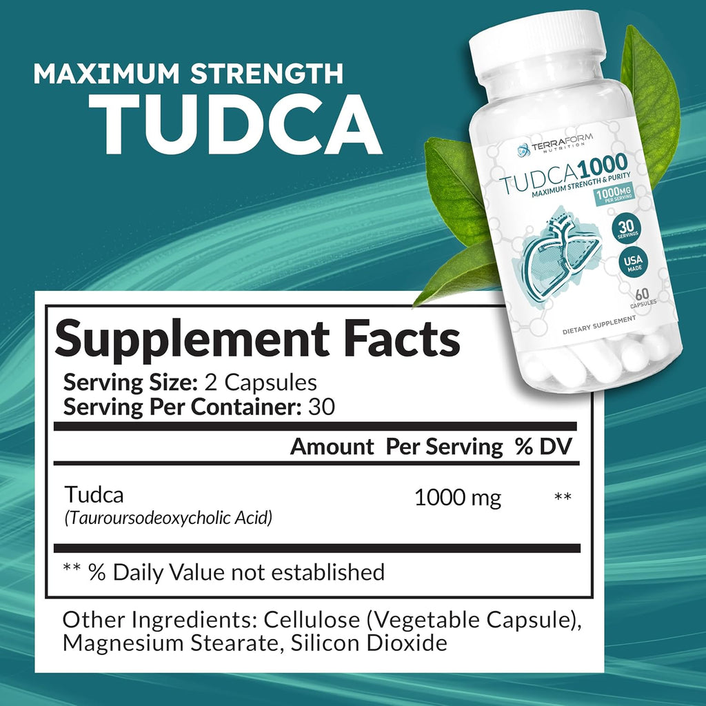 TerraForm Nutrition Max Strength Pure TUDCA | 1000mg por dosis | 60 Cápsulas