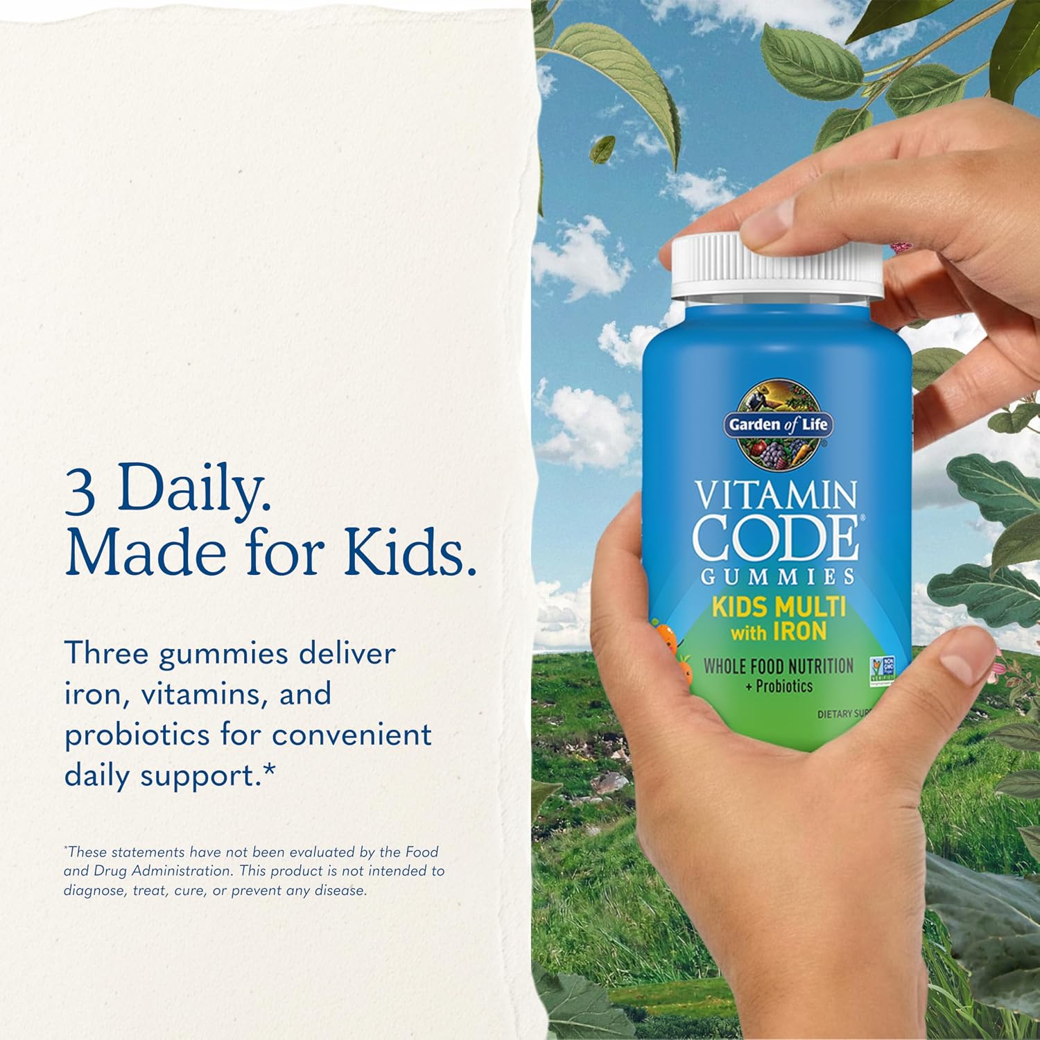 Garden of Life Vitamin Code Kids Multivitamin Gummies with Iron and Probiotics for Immune Health, Digestive Support & Energy Support, Vegan, Gluten-Free, Non-GMO, Orange Flavor, 90 Gummies