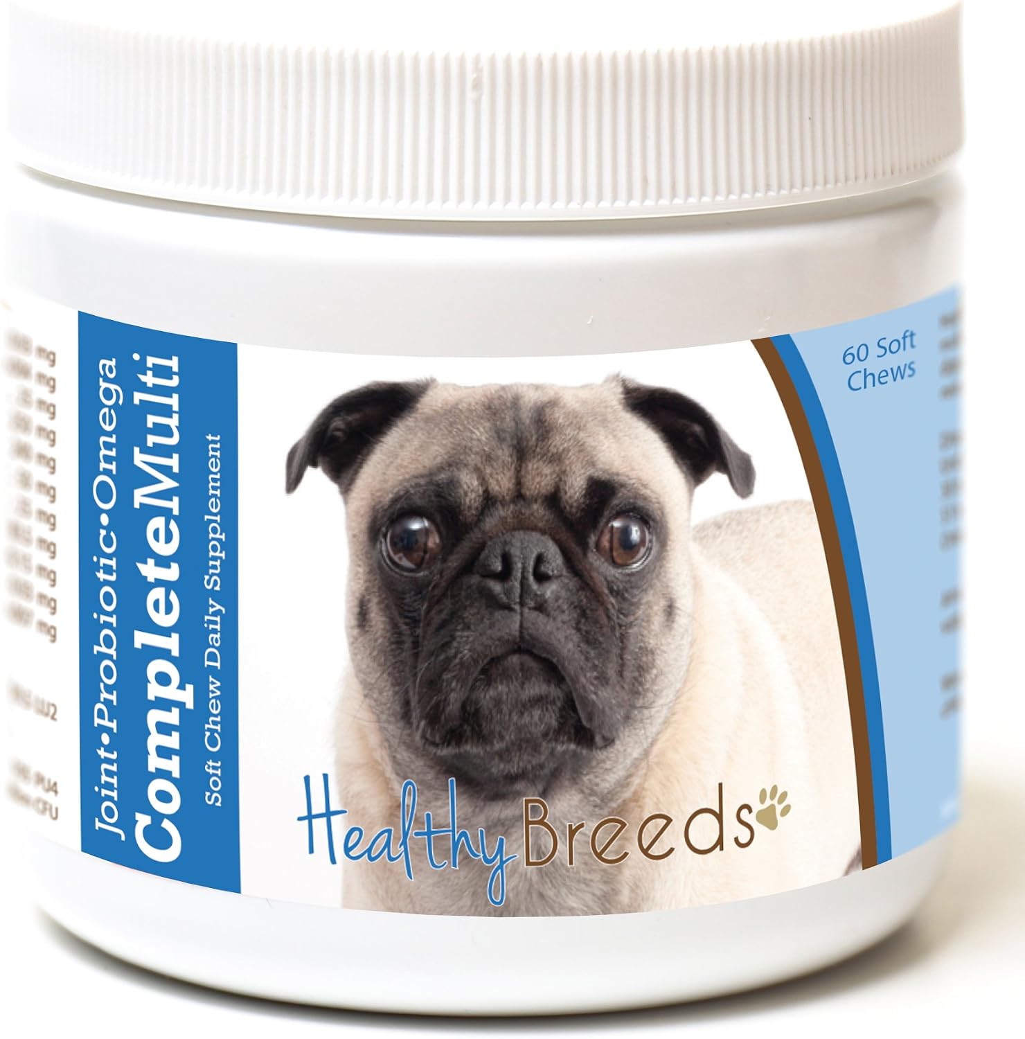 Healthy Breeds Pug Multivitamínico Todo en Uno - 60 Masticables Blandos