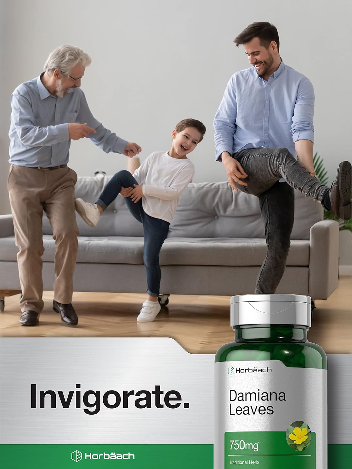 Horbäach Extracto de Hoja de Damiana | 200 Cápsulas | Suplemento Herbal