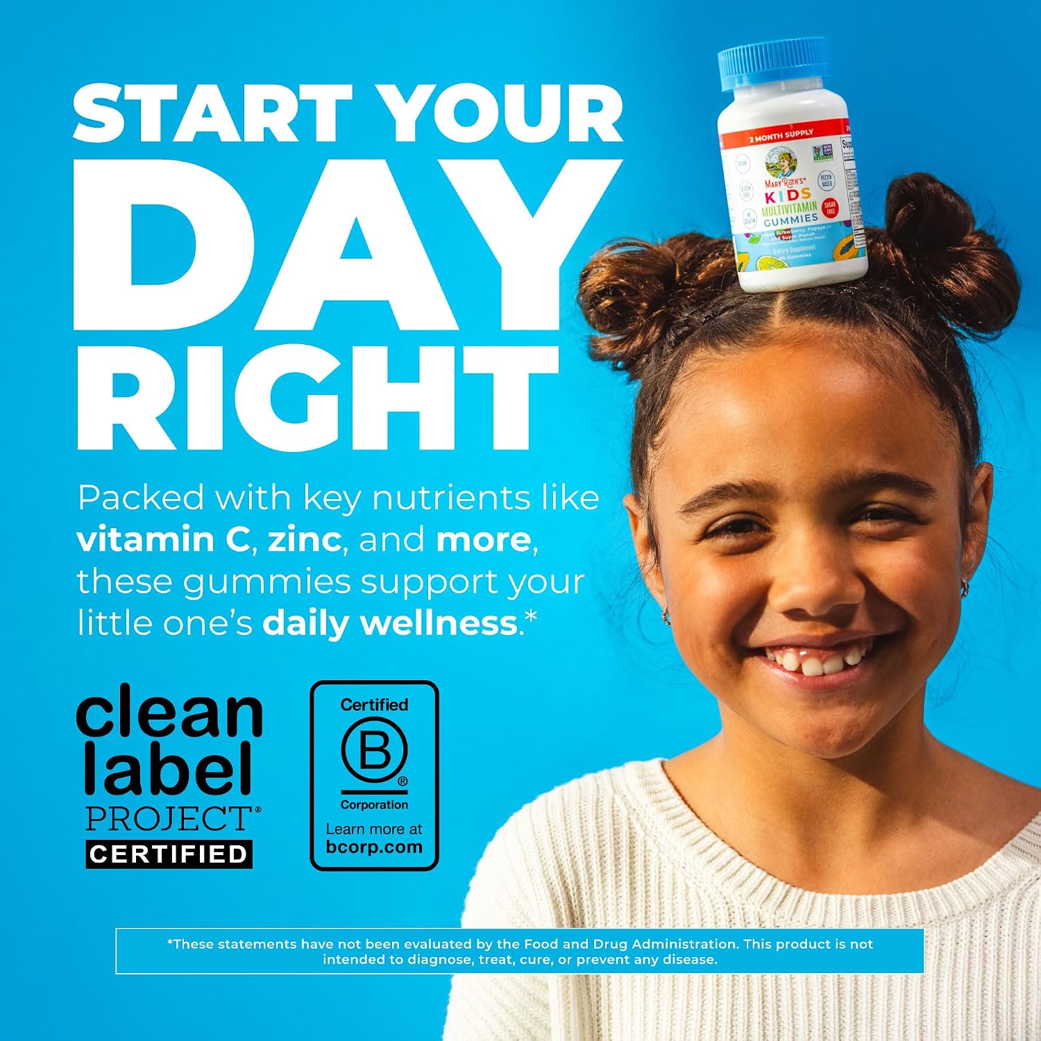 MaryRuth's Kids Multivitamin Gummies - Multivitamínico infantil sin azúcar, 60 gominolas