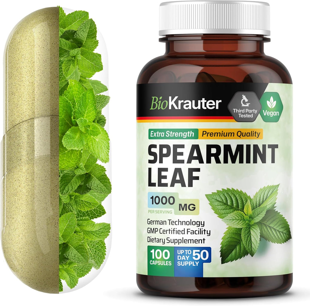 BIO KRAUTER® Cápsulas de Menta Verde - 1000 mg - Vegano - 100 Cápsulas (50 Días)