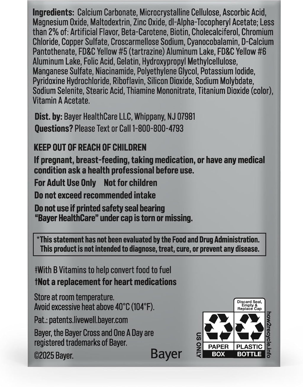 One A Day Multivitamínico para Mujeres 50+, 65 Comprimidos