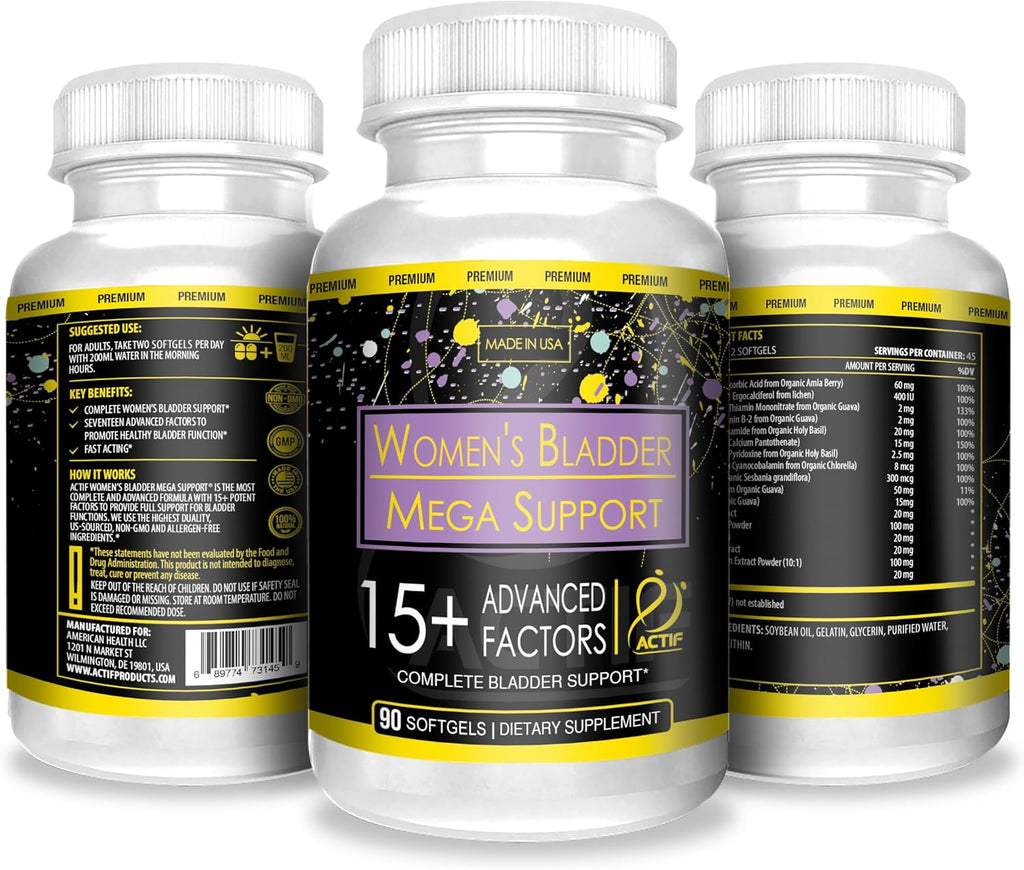 Actif Soporte de Vejiga Femenino con 15+ Factores - 120 Cápsulas