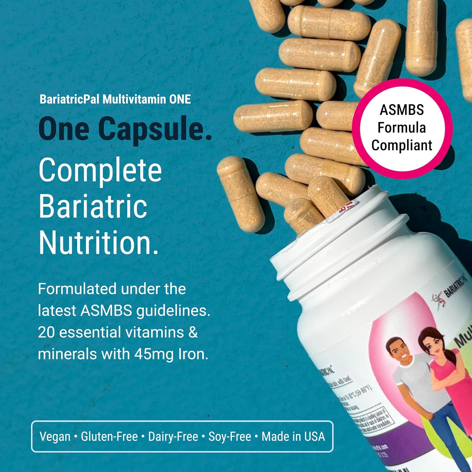 BariatricPal Multivitamin ONE - Multivitamínico Bariátrico 1 por Día con Hierro (90 Cápsulas)