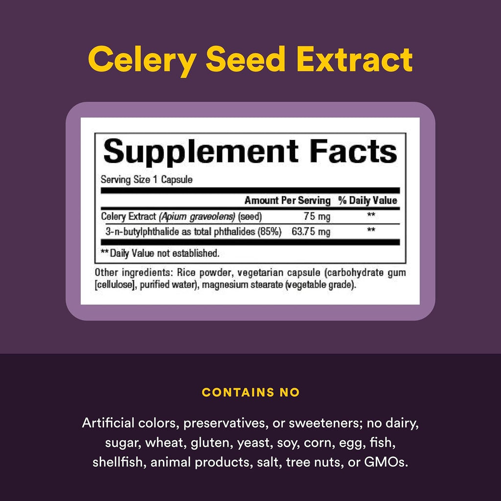 Extracto de Semilla de Apio de Natural Factors – Suplemento Herbal para la Circulación, 60 Cápsulas