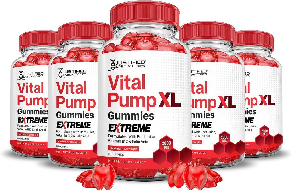 Justified Laboratories Vital Pump XL Extreme 2000MG Performance Gummies (Pack de 5, 300 Gomitas)
