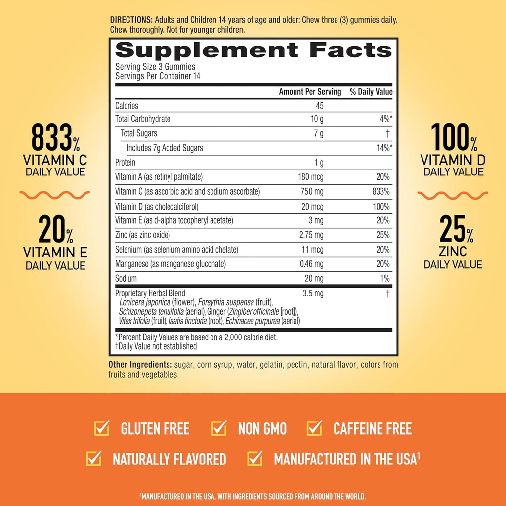 Airborne Immune Support Gummies, Orange Flavor, 42 Count