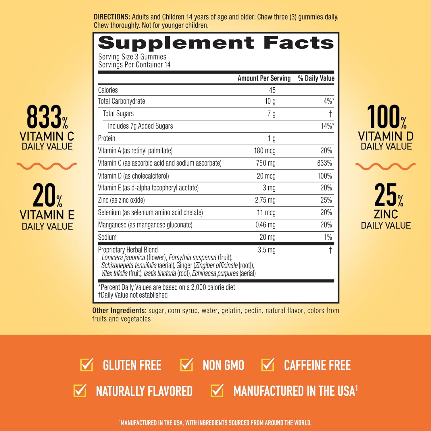Airborne Immune Support Gummies, Orange Flavor, 42 Count