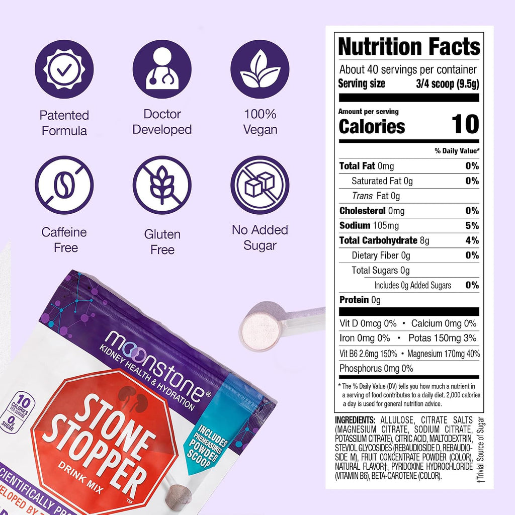 Stone Stopper Drink Mix, Tropical - Suplemento de Citrato Alcalino para la Salud Renal (30 Sobres)