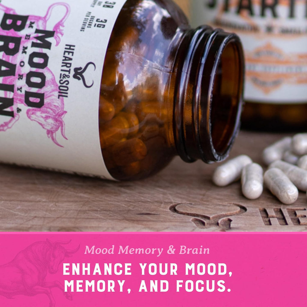 HEART & SOIL – Suplemento de Cerebro de Res 100% Pasto 3000 mg – Memoria y Concentración – 180 Cápsulas