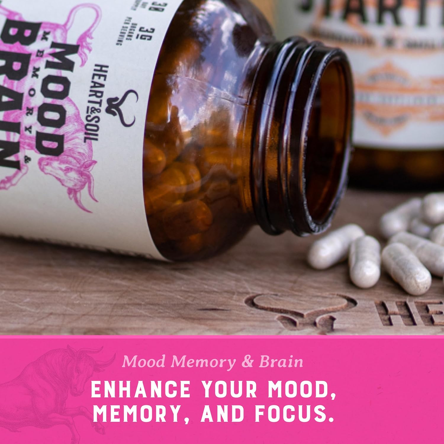 HEART & SOIL – Suplemento de Cerebro de Res 100% Pasto 3000 mg – Memoria y Concentración – 180 Cápsulas