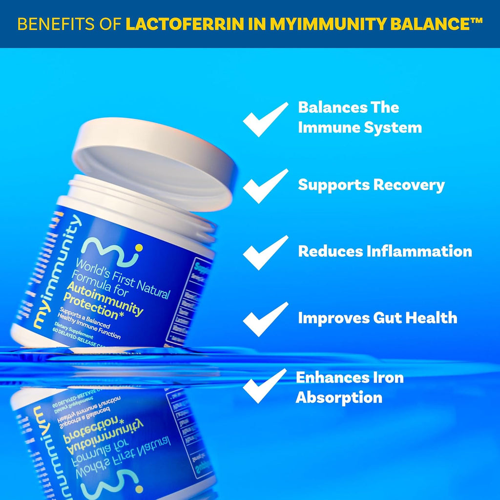Lactoferrina 300mg con Vitaminas D3, K2, B12 y Taurina – Cápsulas de Liberación Retardada – MyImmunity