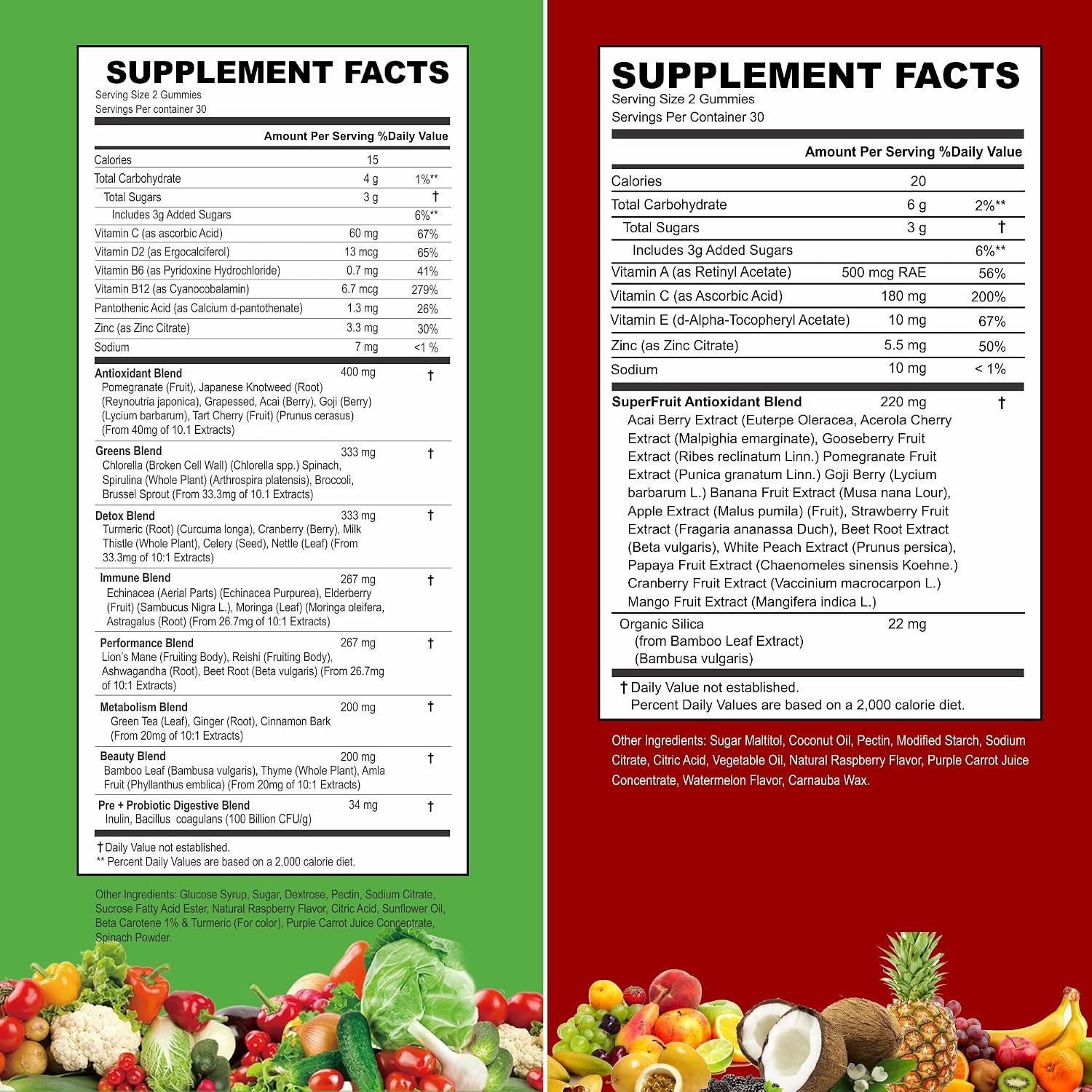 VITINITY Gominolas de Frutas y Verduras Reales - Suplemento Superfood Vegano para Mujeres, Hombres y Niños (60 Días)
