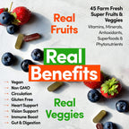 Country Farms Suplemento de Frutas y Verduras, 180 Cápsulas de Fruta y 180 de Verdura, Superalimentos Verdes y Rojos, Antioxidantes, 60 Dosis