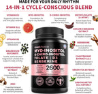 Complemento Complejo de Inositol para Mujeres 14-en-1 – 40:1 Myo y D-Chiro Inositol con Folato, Vitamina D3, Zinc, Magnesio y Botánicos para el Apoyo Hormonal y el Bienestar Femenino – (120 Cápsulas) (Paquete de 2)